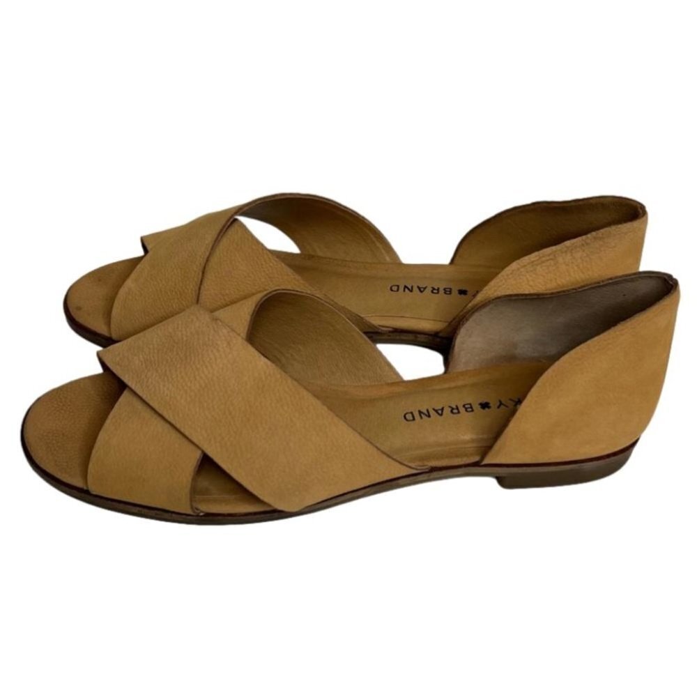 Lucky Brand Tan Open-Toe Crisscross Sandals